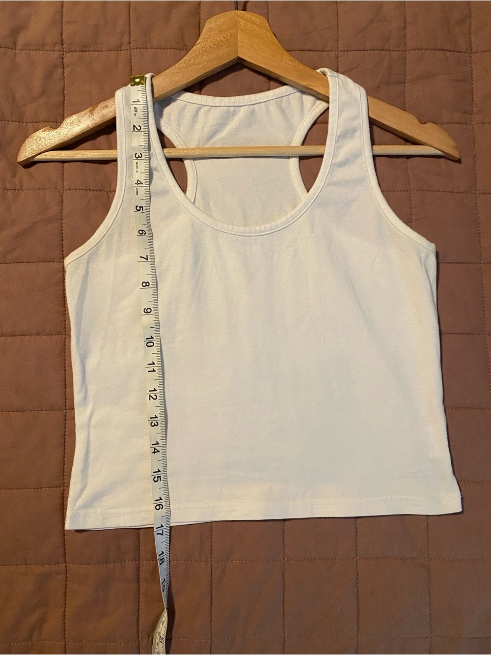 Classic White Racerback Cropped Tank Top - Size Large - Picture 2 of 6